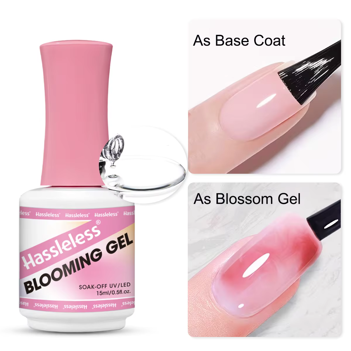 Vernis à ongles transparent effet dégradé floral Hassleless 15 ml