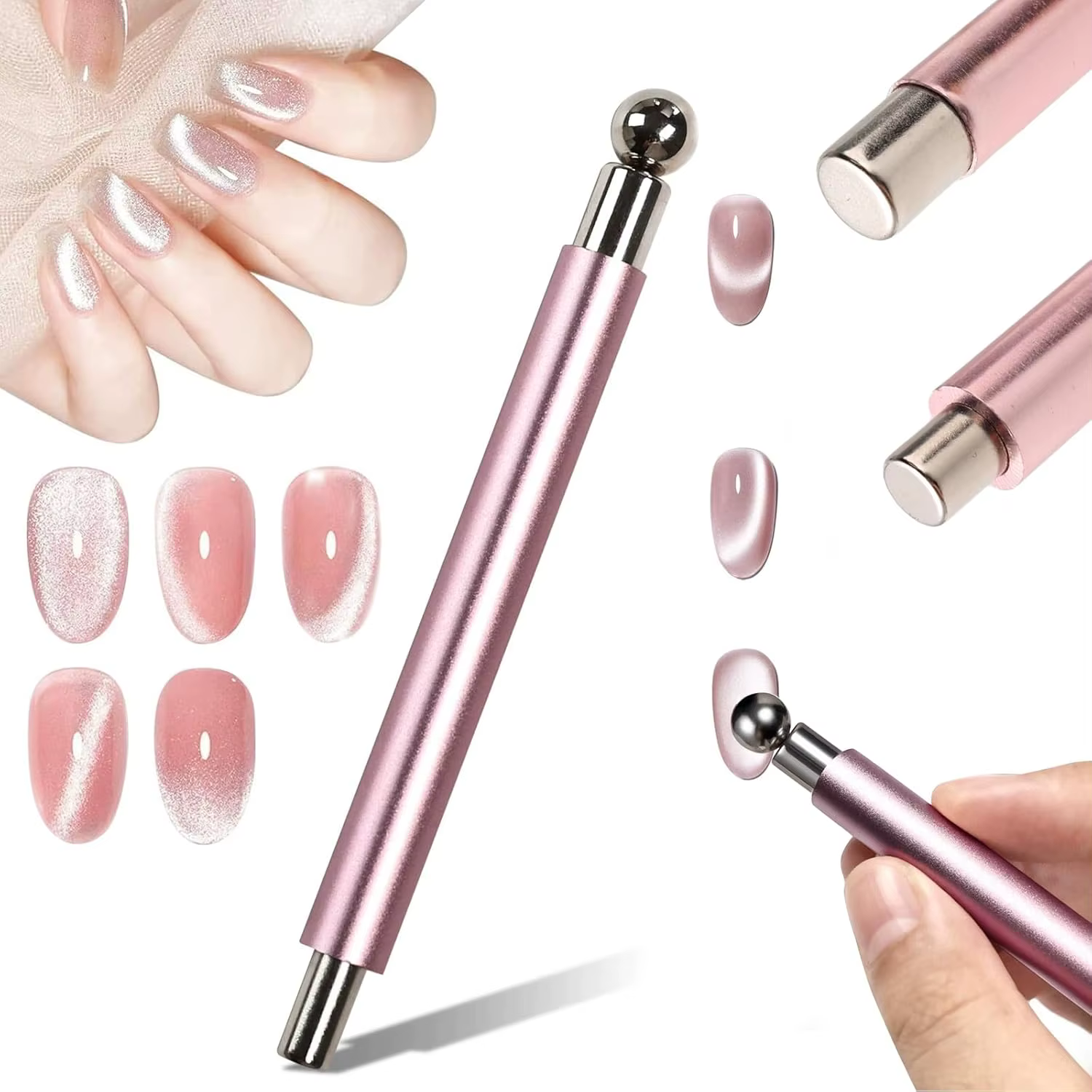 1/2 pièces Bille magnétique œil de chat pour ongles avec kit d'outils magnétiques