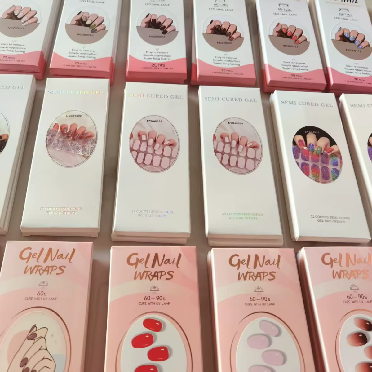 Autocollants pour ongles en gel semi-durcis 16/22 Tips pour lampe UV