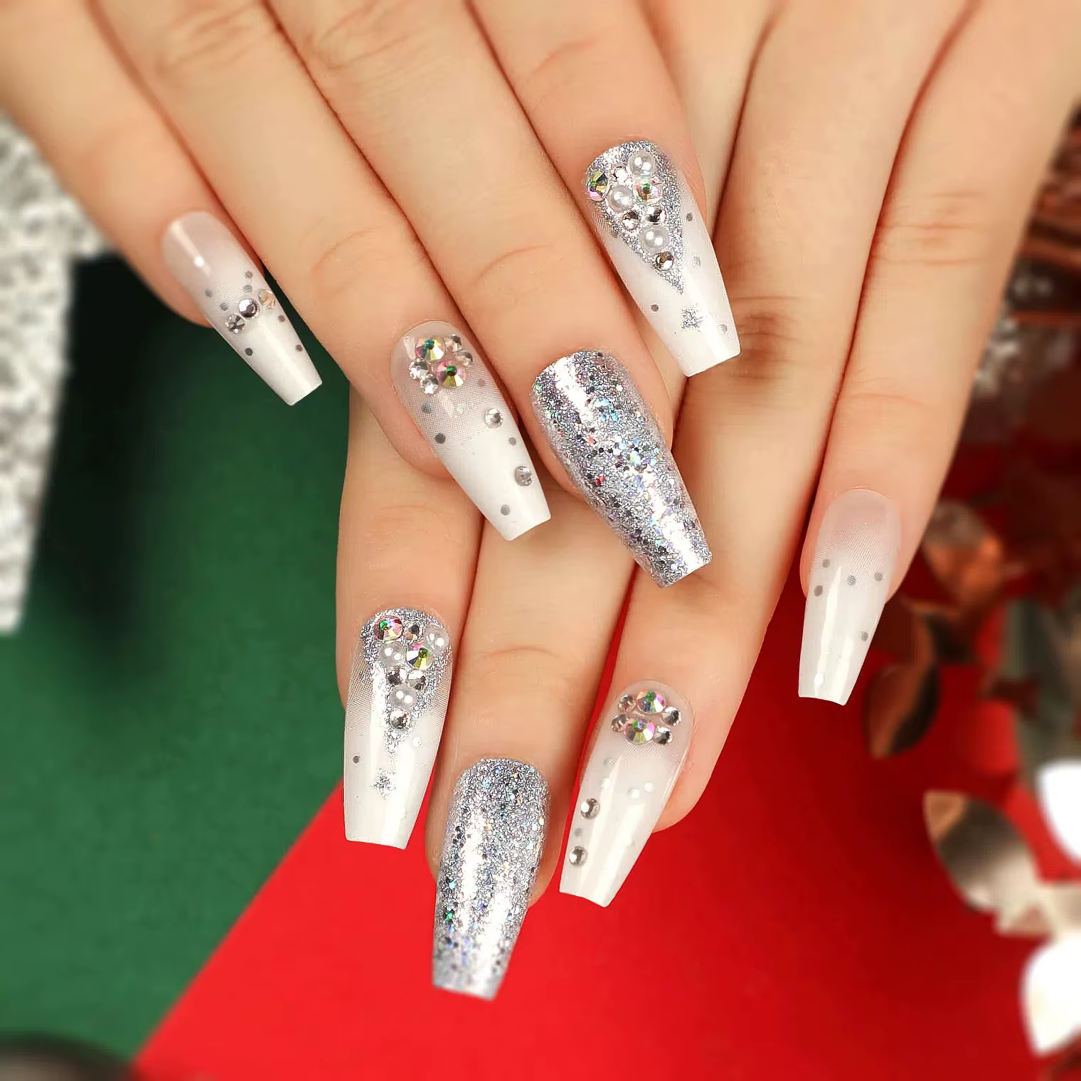 Faux ongles à pression française de noël