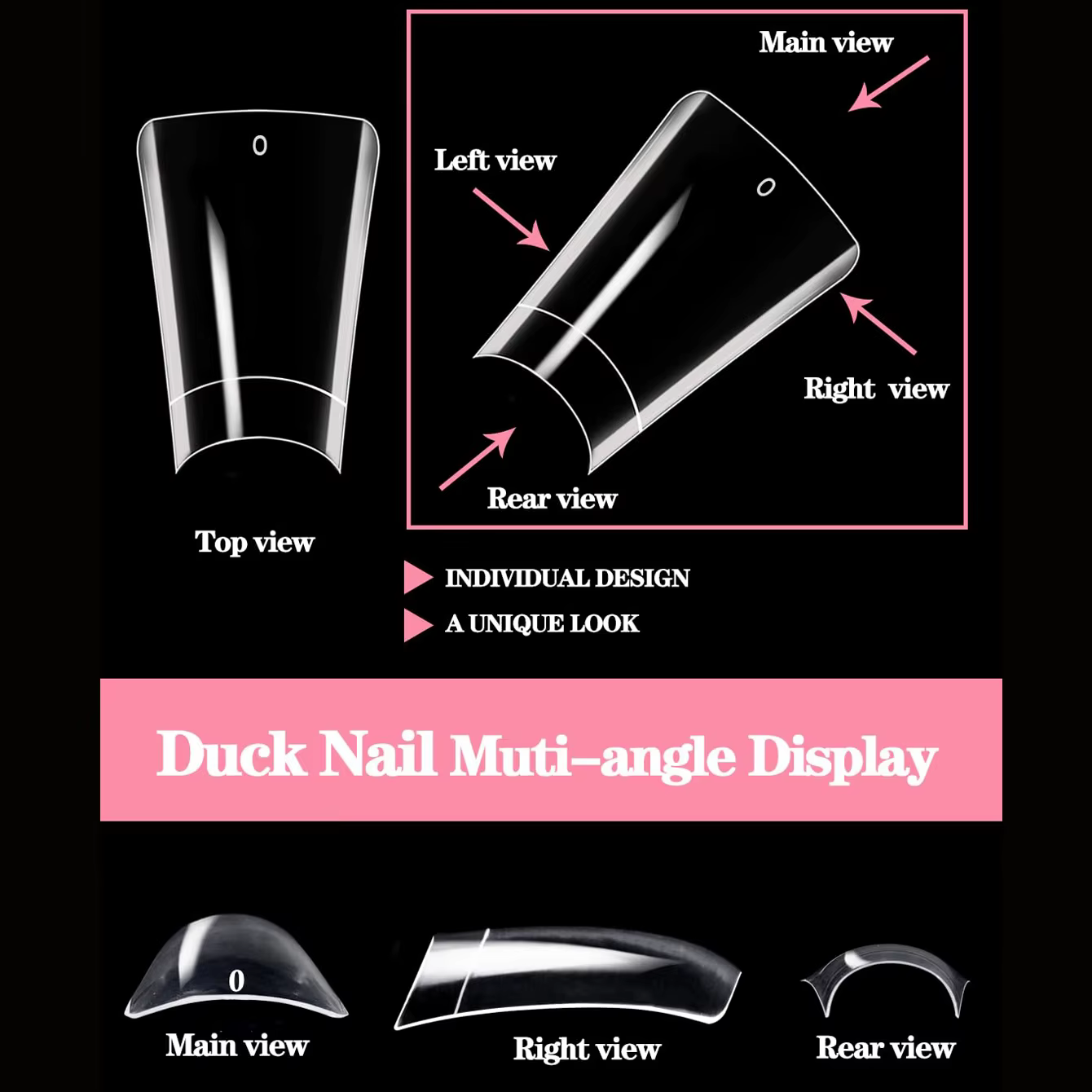 100 faux ongles en forme de bec de canard
