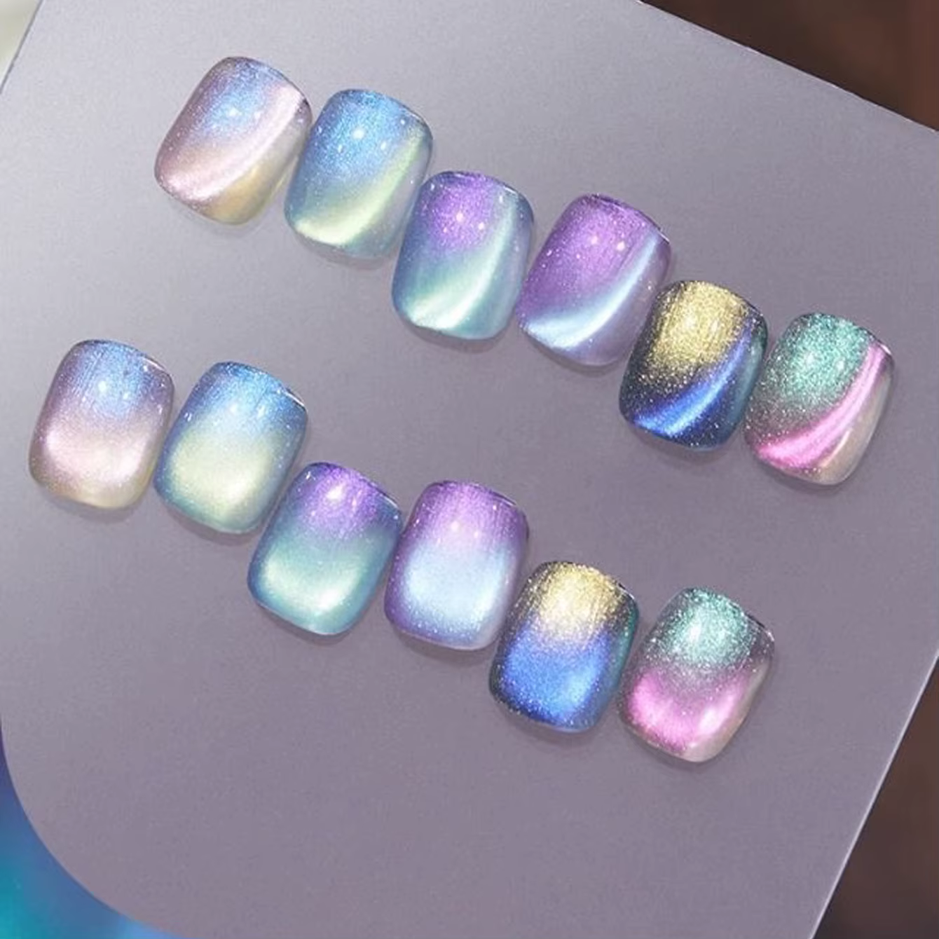 TC 10ML Aurora nuit cristal oeil de chat Gel Internet rouge presse sur les ongles glace Transparent Double lumière soie