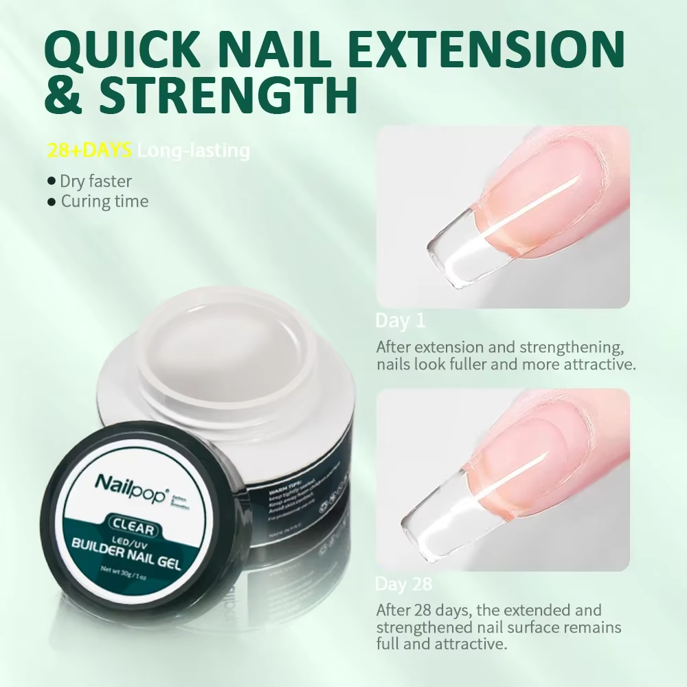 NAILPOP constructeur ongles Gel ensemble 3 couleurs de base Kit d'extension d'ongle clair nu rose renforcer Gel avec brosse 100 pièces formes d'ongles bricolage