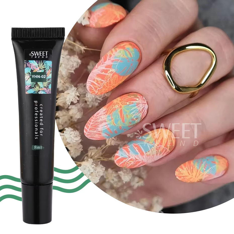 Vernis Gel Coloré 8ml pour Estampage d'Ongles – Couleurs Estivales Hybrides Semi-Permanents – Peinture à la Pochoir –