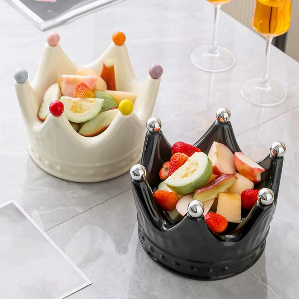 Ensemble de fourchettes à fruits en céramique en forme de couronne, antirouille, créatives, pour desserts et salades, décoratives, réutilisables, avec plateau à fruits en forme de couronne et fourchet