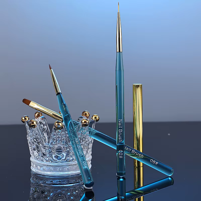 Ensemble de 12 pinceaux à ongles bleu cristal