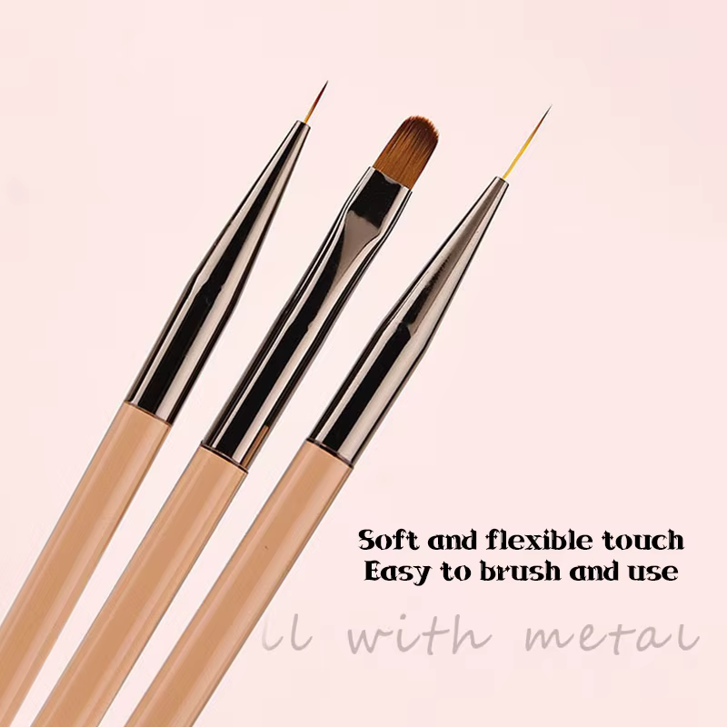 Lot de 3 pinceaux de manucure double usage