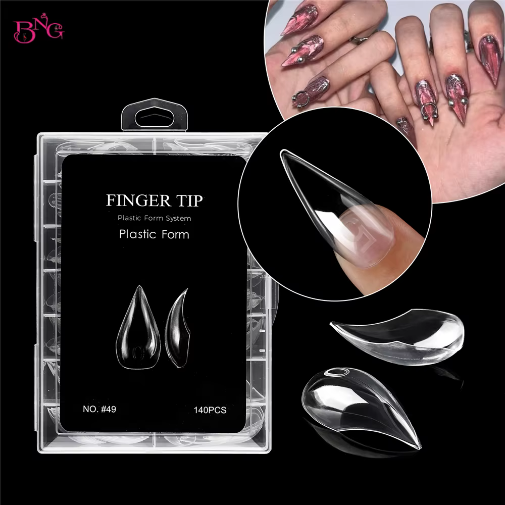 BNG 70/140 pièces griffe de chat ongles incurvés double formes pour Extension acrylique réutilisable couverture
