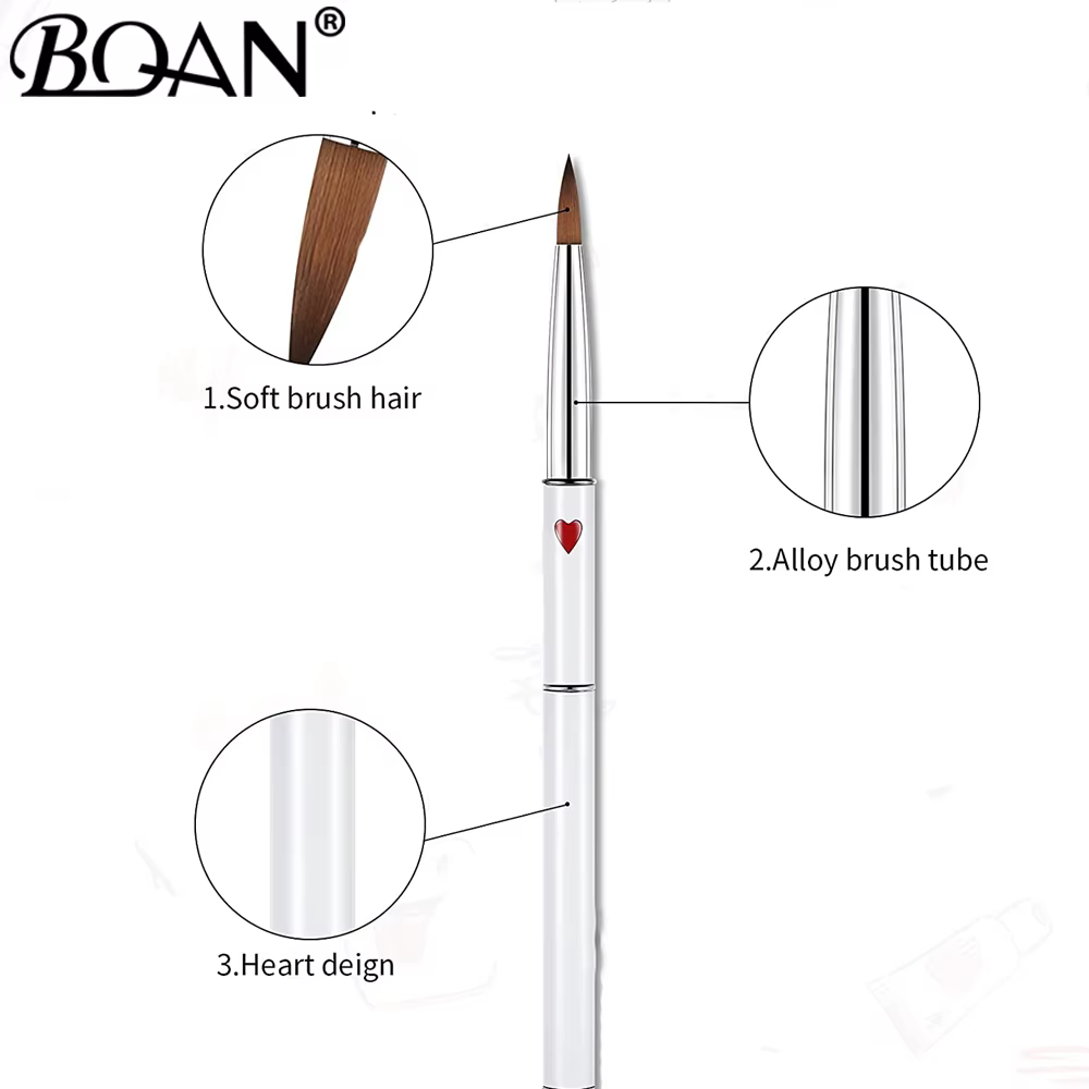 BQAN # 8- # 22 pinceaux à ongles Kolinsky pour application d'acrylique