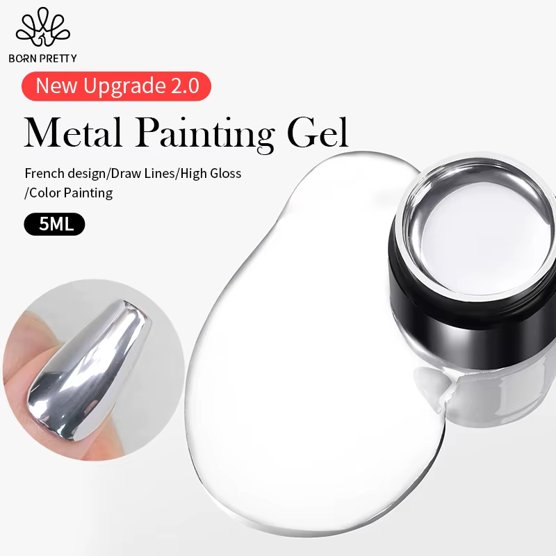 BORN PRETTY 5ml peinture métallique Gel vernis forte argent Effection Nail Art tremper Gel