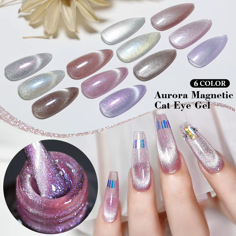 10ml cristal oeil de chat Gel vernis à ongles cerise rubis Gel magnétique tremper UV LED