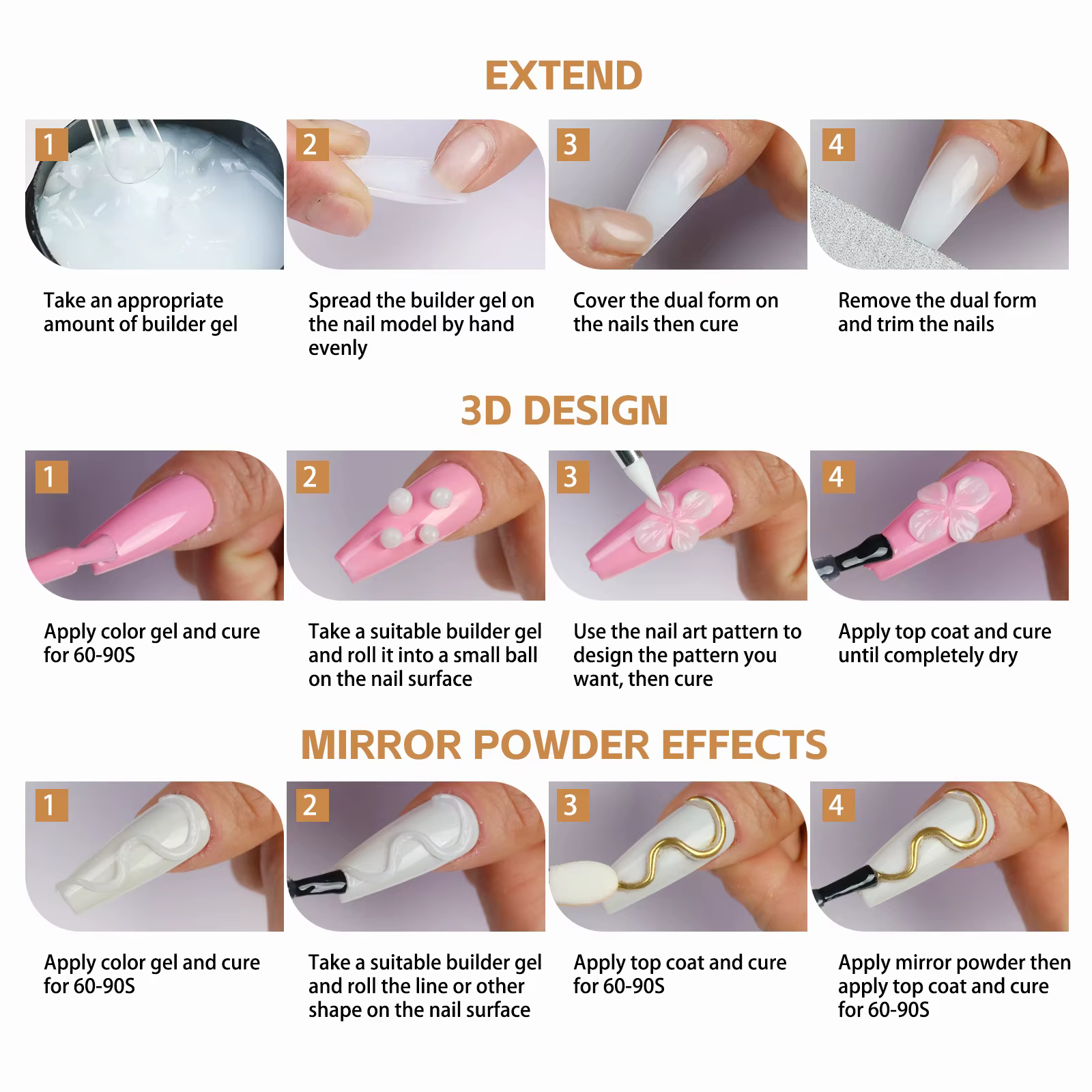 Gel d'extension d'ongles dur rose clair/blanc laiteux