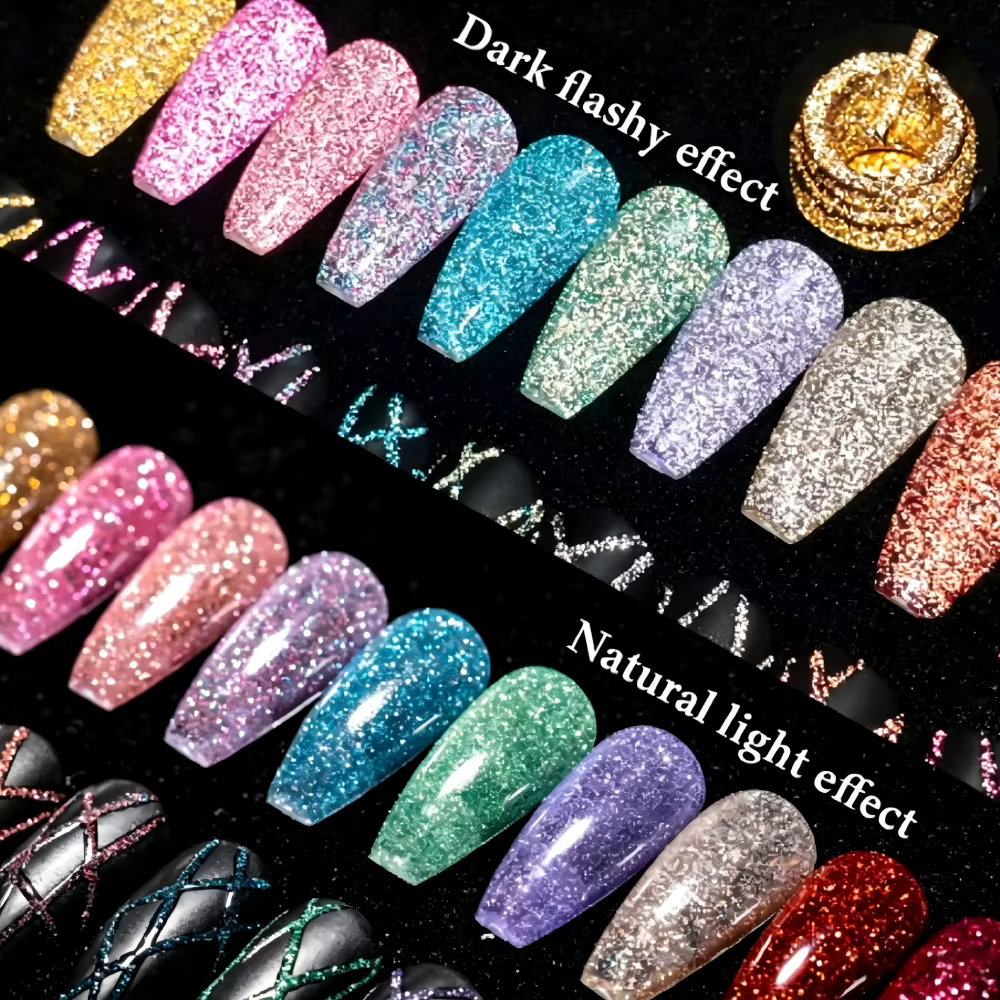 LILYCUTE 2/4/6 pièces Vernis à ongles gel réfléchissant effet graffiti champagne