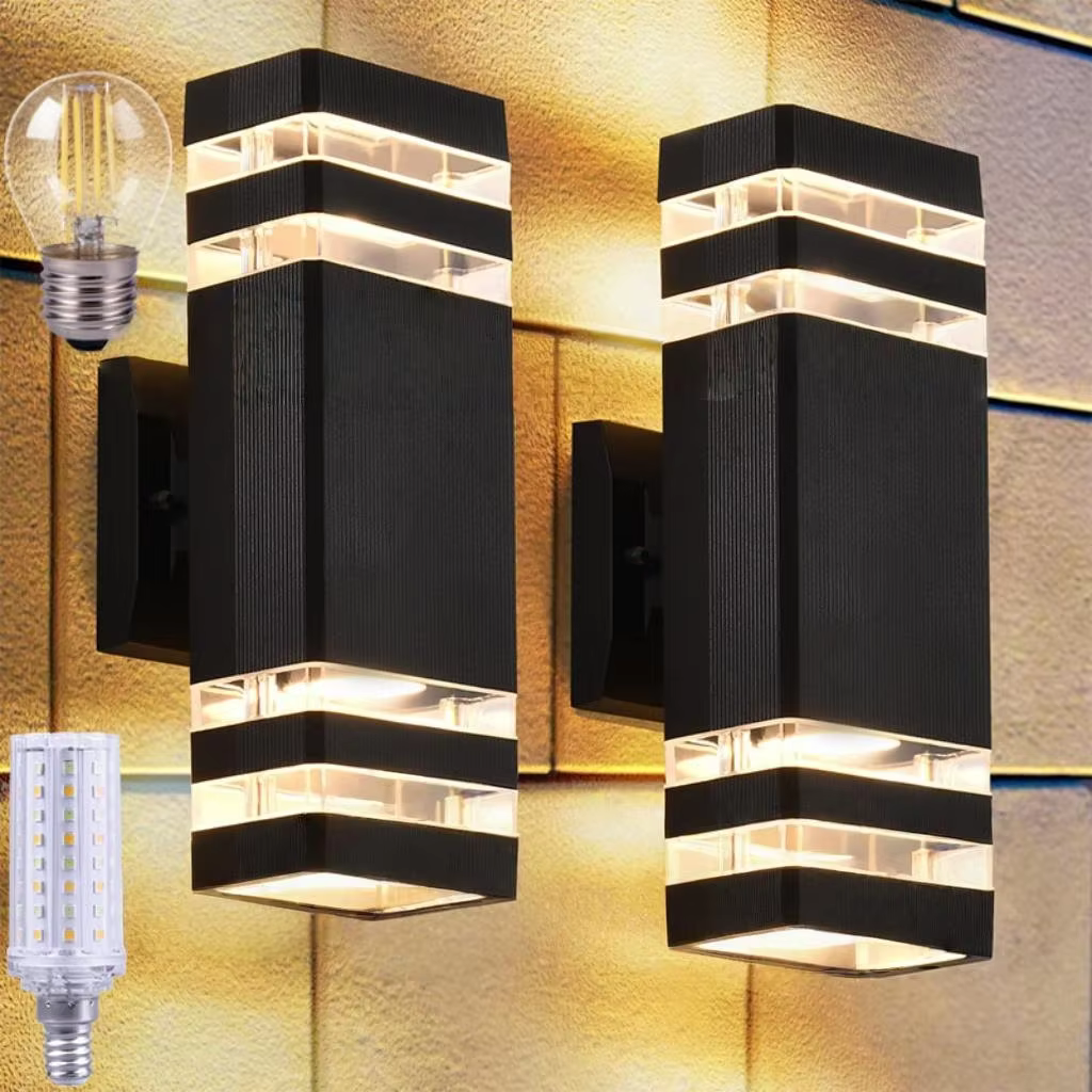 Appliques murales extérieures LED E27 haut vers le bas applique murale extérieure IP65 LED étanche applique lampe pour porche porte d'entrée jardin applique
