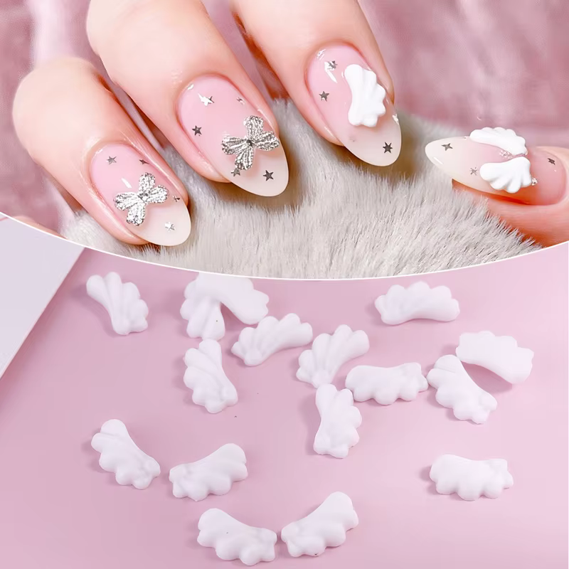 Décorations d'art d'ongles en forme d'ailes d'ange blanches | Accessoires pour ongles de style japonais mignon
