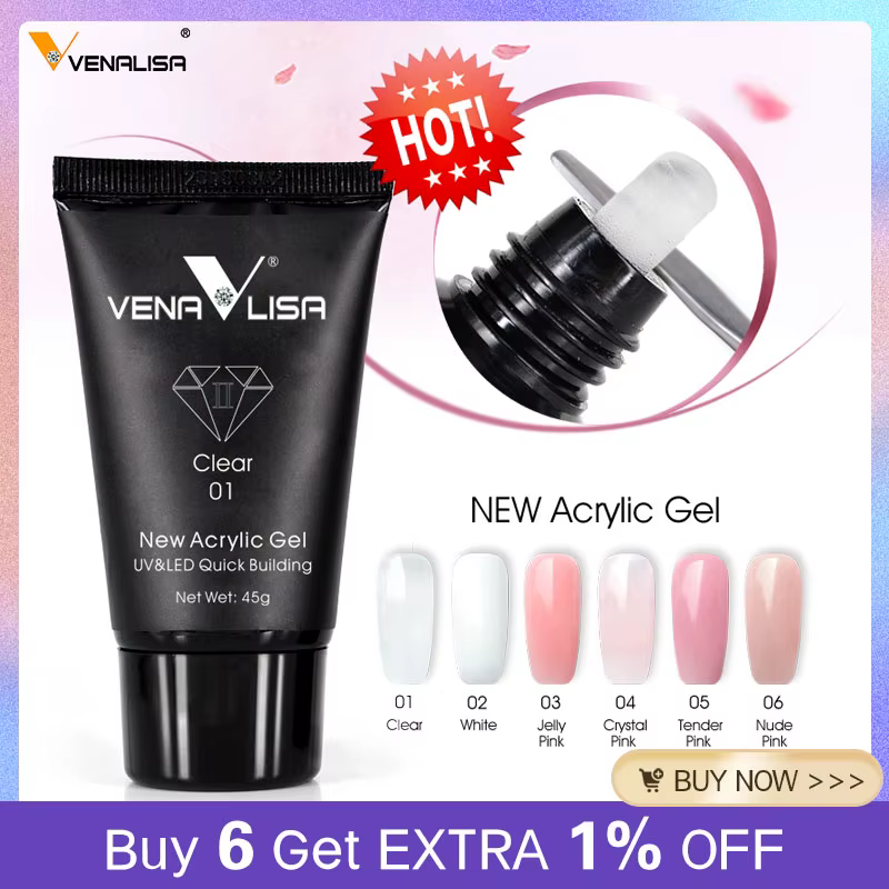 VENALISA Gel acrylique 45g gelée rose Poly Gel pour ongles manucure Extension Semi permanente tremper le Gel de construction UV Gel français