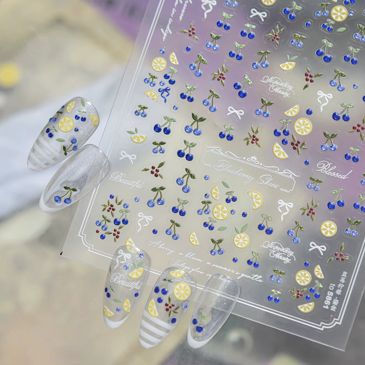 Autocollants pour ongles en forme de tranches de citron jaunes