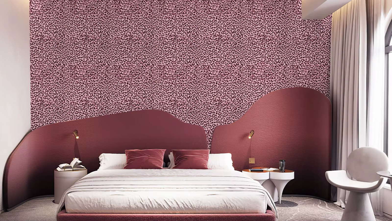 Papier peint imperméable à l'eau rose léopard pour plafond, salon, papier peint imperméable à l'huile