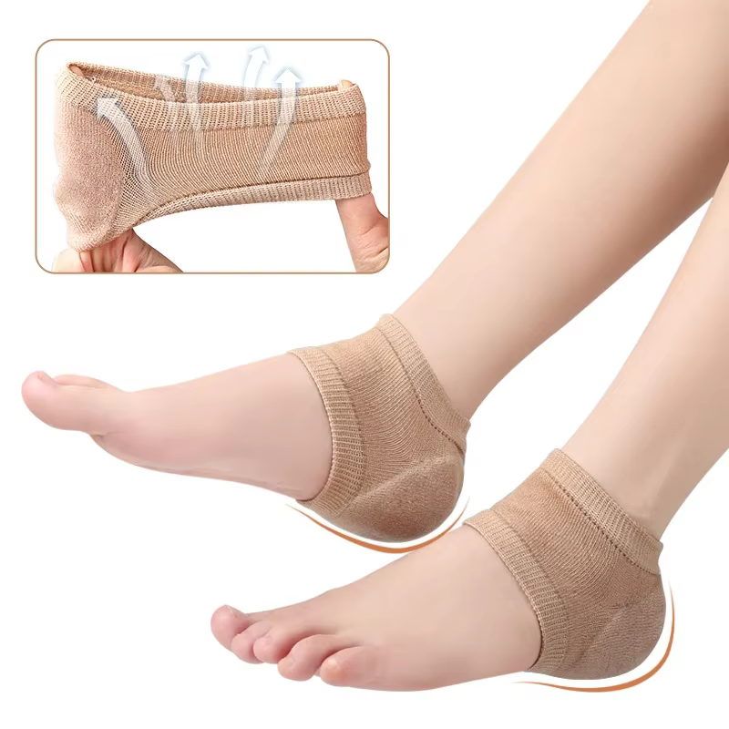 Manchon de protection du talon en Gel, coussinets de talon en Silicone, bonnets de talon, Support de la fasciite plantaire, soins des pieds, coussin de réparation de la peau, chaussettes demi-mètre