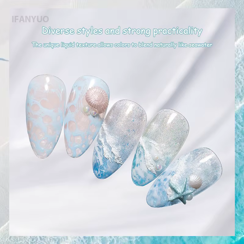 Bulle océan vague Nail Art colle ongles Poke blanc noir dentelle creux dégradé couleur