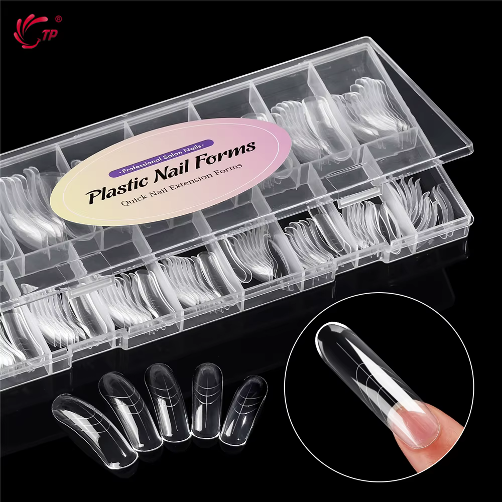 TP 150 pièces formes d'ongles cercueil incurvées longues moule à ongles clair pour Gel d'ongle Poly Extension acrylique