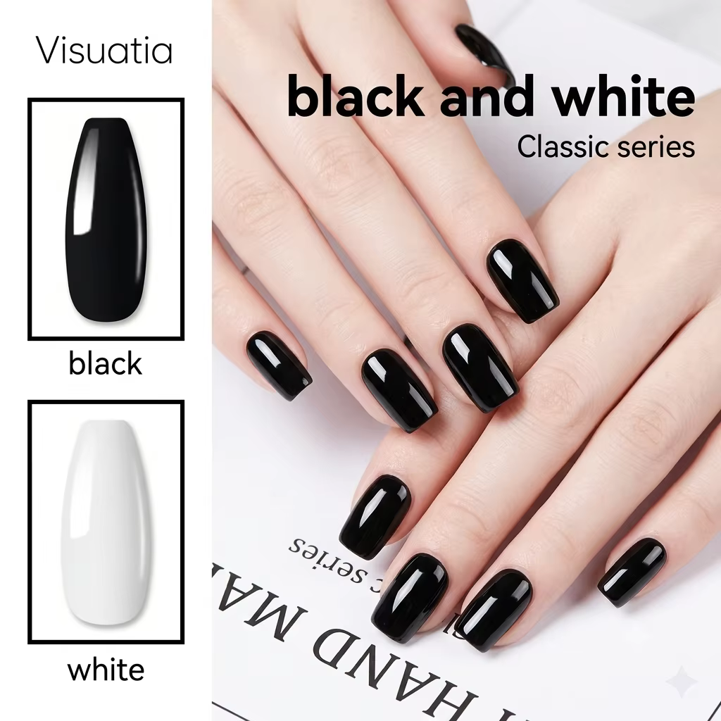 Ensemble de vernis à ongles classiques noir et blanc