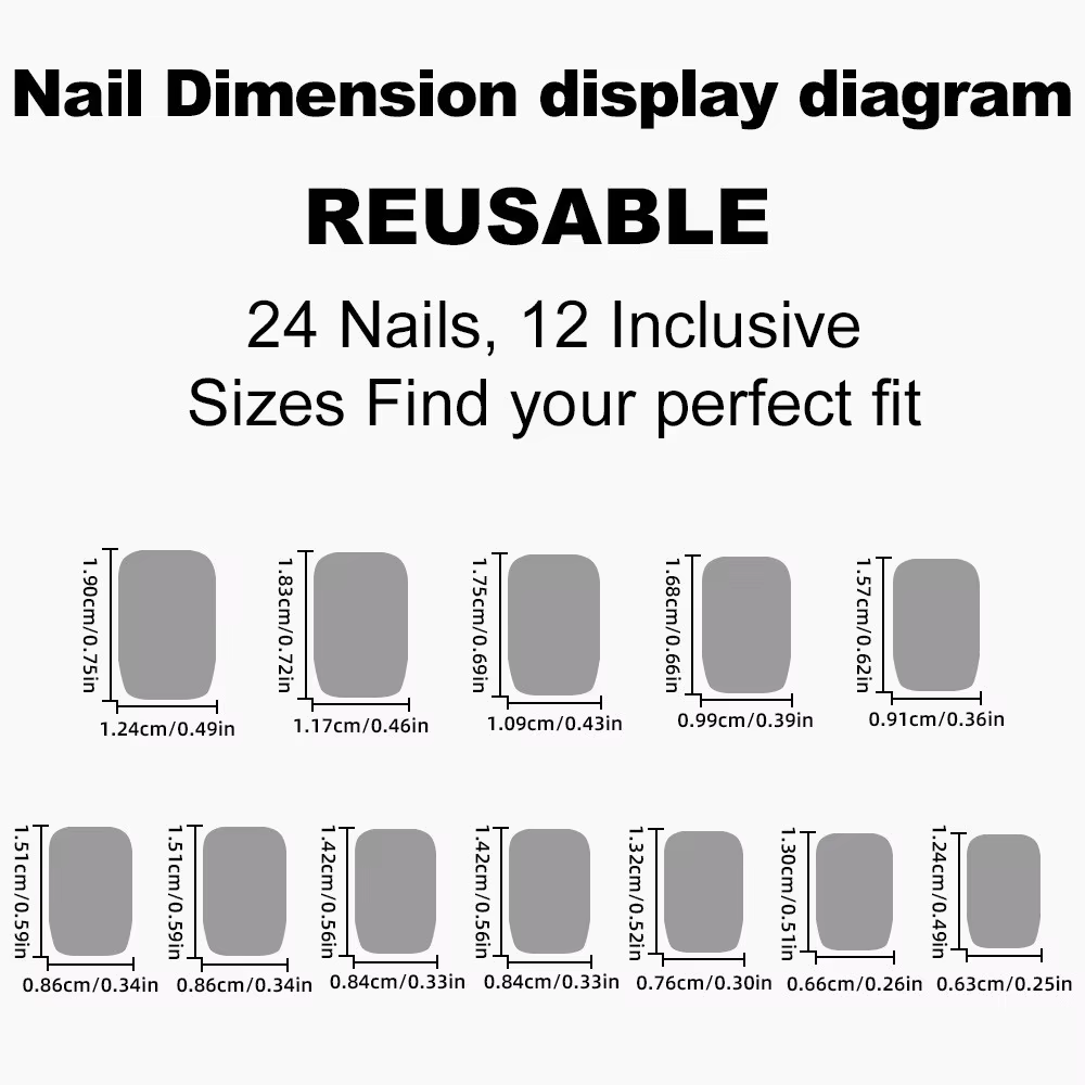 24 pièces/ensemble faux ongles portables pour filles femmes amovible couleur unie