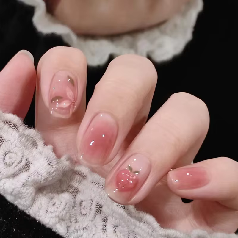 24 faux ongles d'été à motif floral pour filles