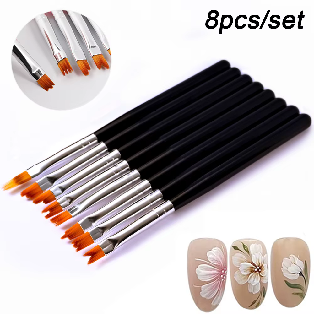 8 pièces/ensemble brosse à ongles dentelle Ombre Design acrylique