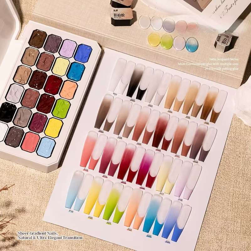 TPO HEMA FREE 24 Grid Brown Pink Patting Gel Nail Polish UV LED Soak Off Gel Varnish Blooming Gradient Painting Gel Lacquer
