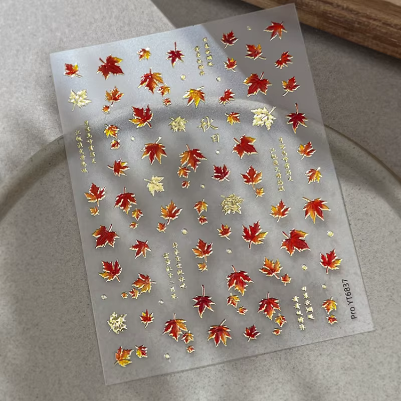Autocollant d'automne feuille d'érable pour Nail Art