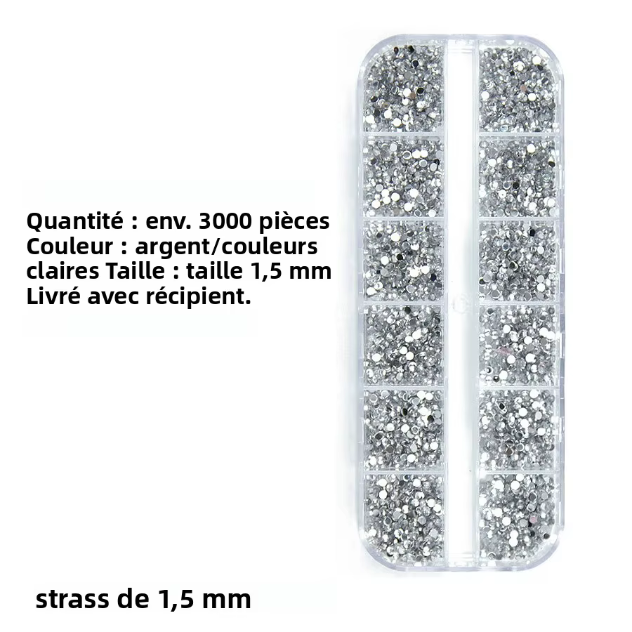 Strass argentés transparents de 1.5mm