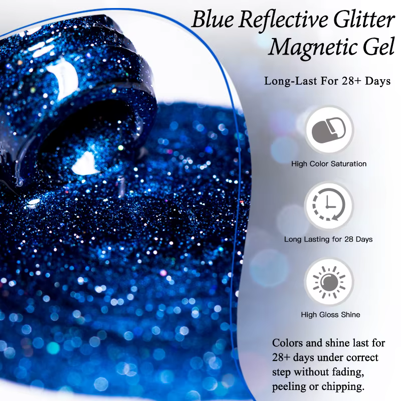 Vernis à ongles gel magnétique effet chat bleu réfléchissant 10ml