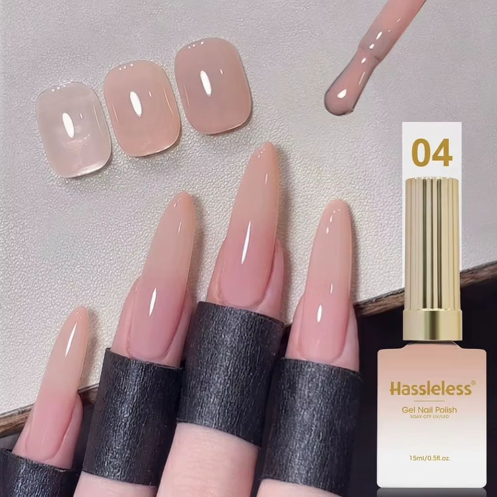 Ensemble de vernis à ongles en gel nude et transparent sans tracas (3 couleurs) : Blanc laiteux nacré