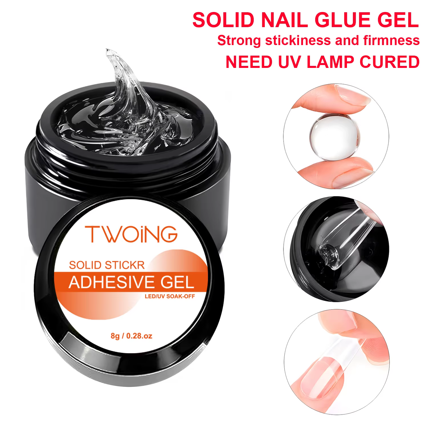 Gel de colle à ongles solide pour ongles à pression