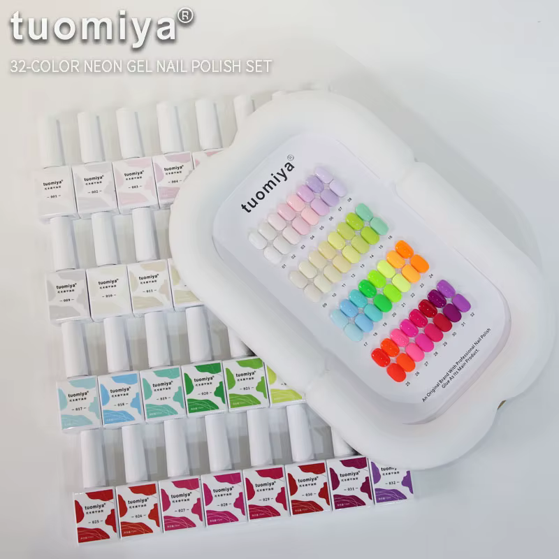 Ensemble de vernis à ongles en gel néon macaron 32 couleurs avec nuancier