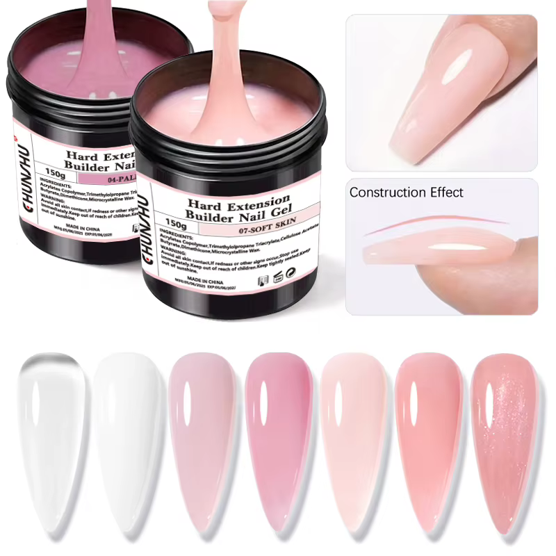 CHUNSHU 150ML Gel constructeur blanc laiteux pour Extension d'ongles auto-nivelant Gel dur renfort Camouflage Gels pour ongles