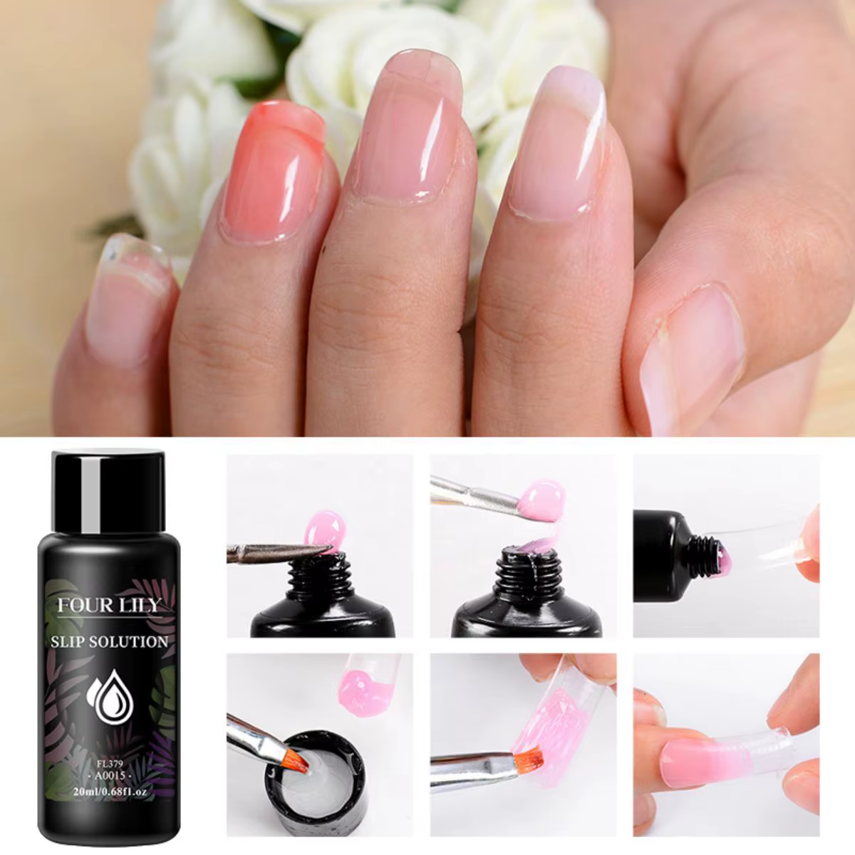 Solution antidérapante liquide pour ongles en acrylique