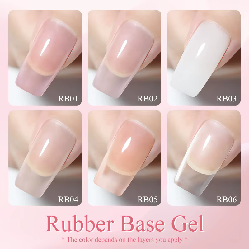 Arte Clavo 15ml Rubber Base Gel Vernis à Ongles Semi-Permanent Soak Off Gel UV LED Transparent Nude Auto-Nivelant à Séchage Rapide