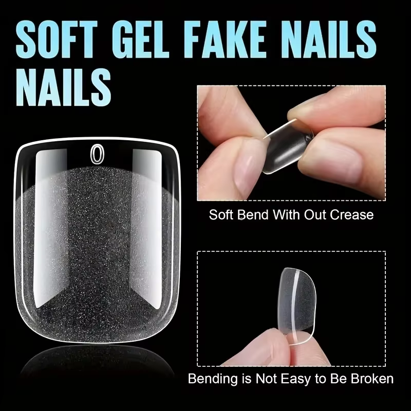 Faux ongles en gel souple pour femmes et filles