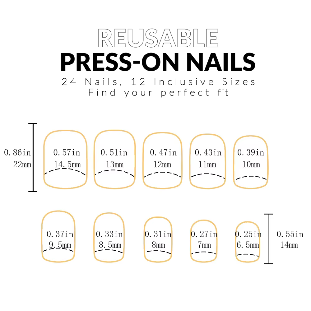 ARTAUG 24 pièces presse sur ongles moyen blanc carré