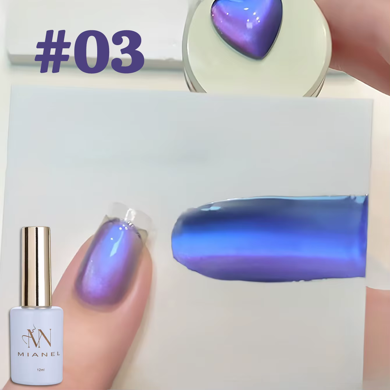 MIANEL 1-3PCS Vernis à ongles gel effet œil de chat série étoile violette pour l'automne et les soirées