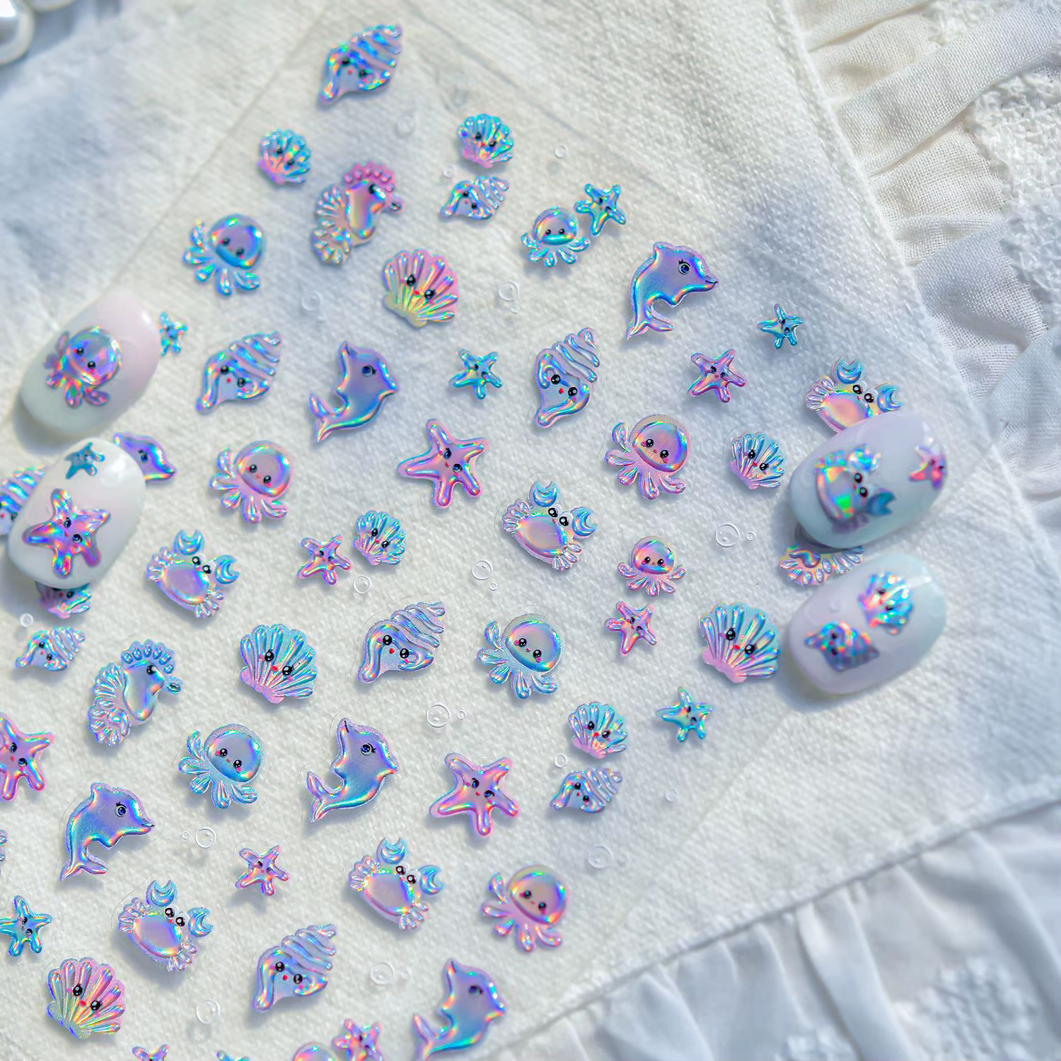 Autocollants pour Nail Art en gelée d'océan
