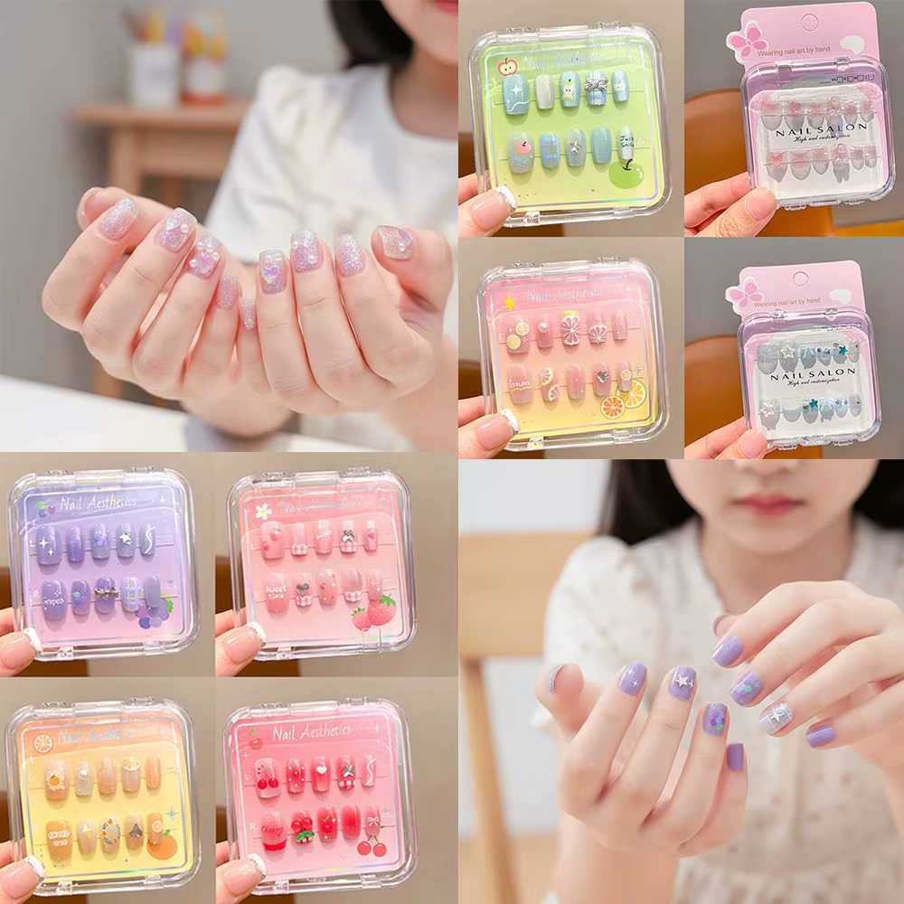 Faux ongles autocollants détachables pour enfants