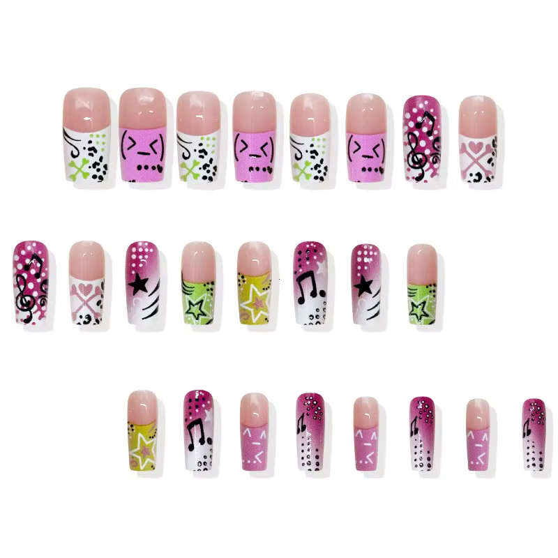24 faux ongles style Y2K pour filles