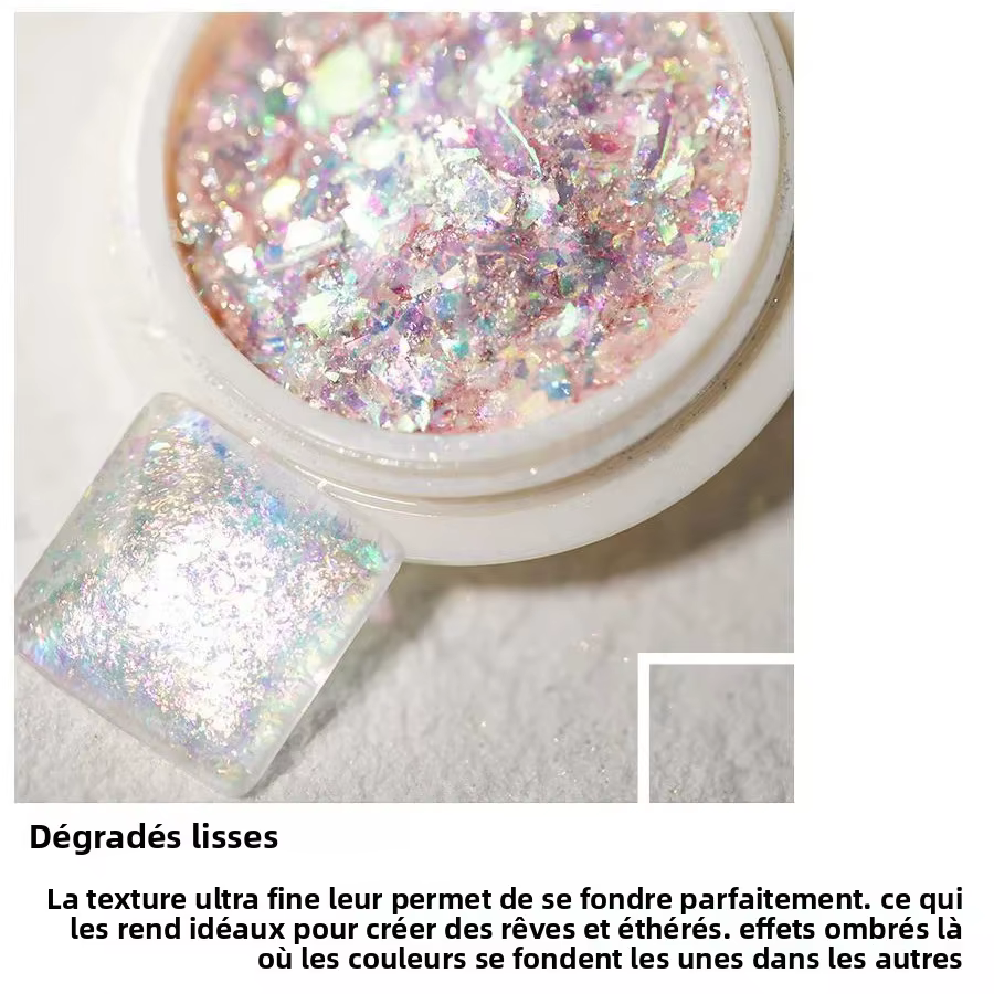 Flocons d'opale de clair de lune Aurora Chrome paillettes holographiques Nail Art poudre brillante effet dégradé de rêve pour ongles en Gel
