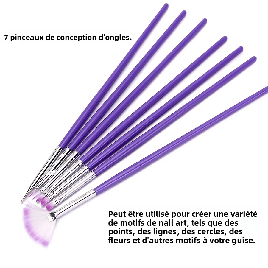 Ensemble de pinceaux pour Nail Art à manche violet