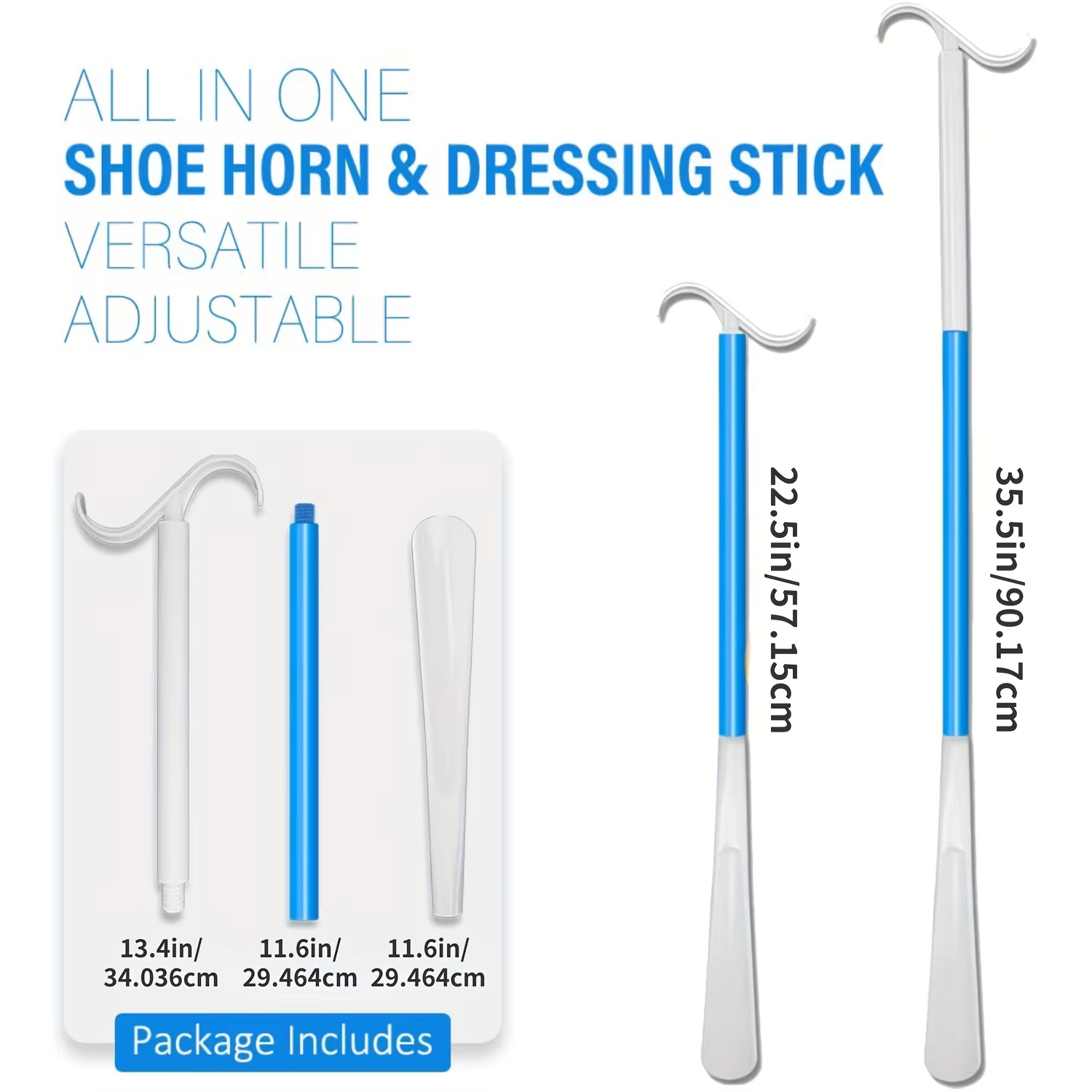 Ensemble de soins post-chirurgicaux 2 pièces, kit d'assistance pour personnes âgées, comprend un aide-chaussette et un chausse-pied