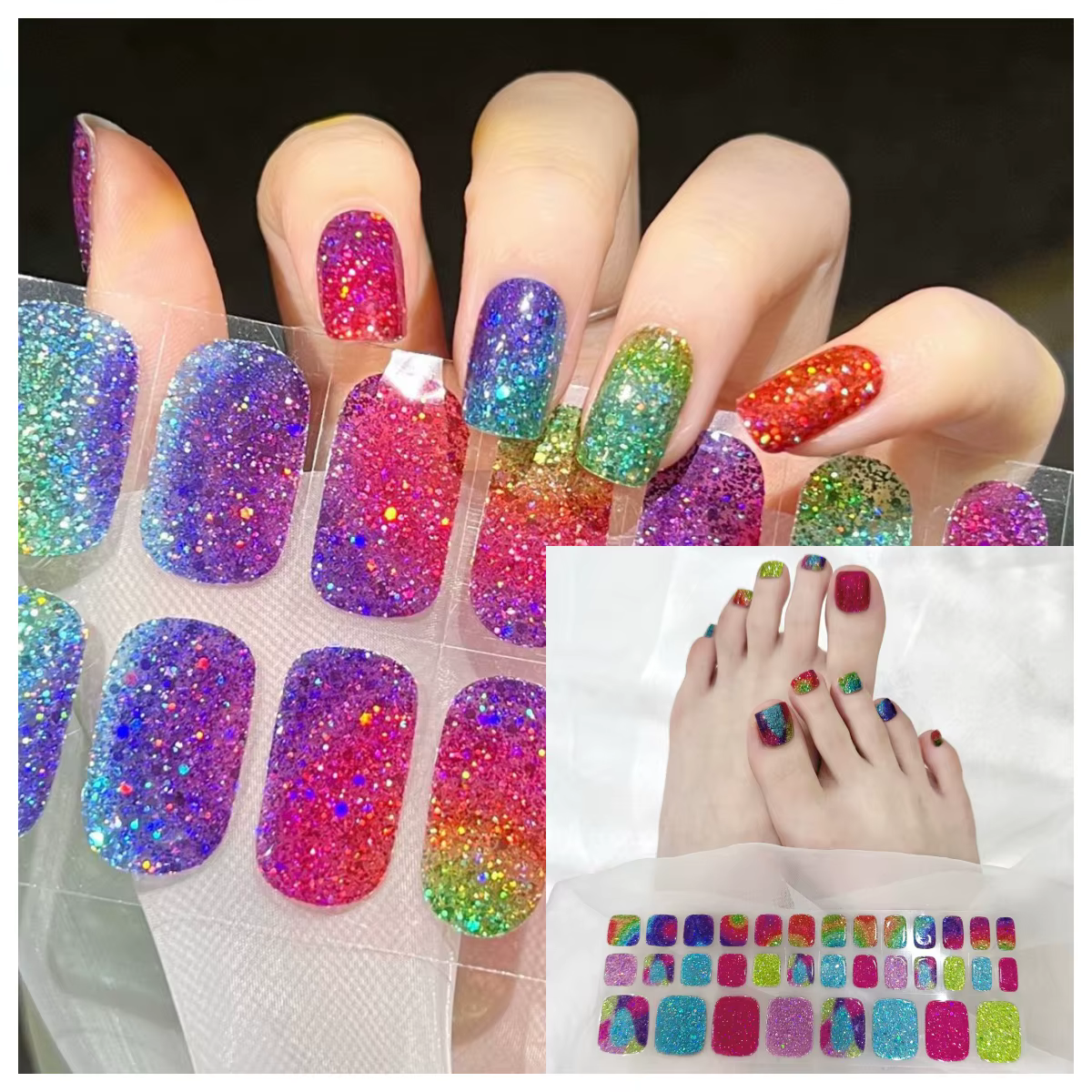 Ensemble d'autocollants pour ongles en Gel Semi-durci