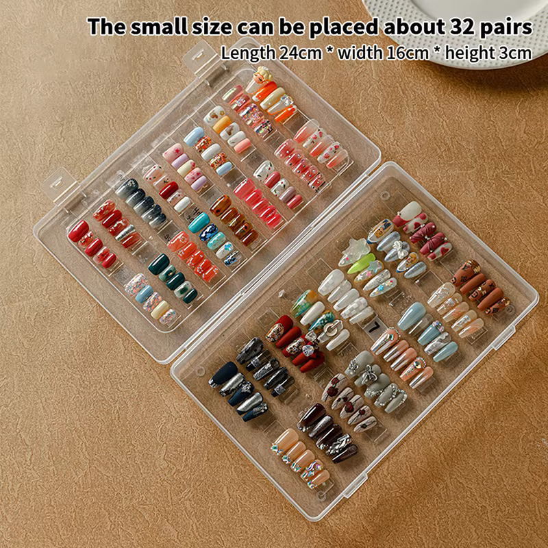 Boîte de rangement grande capacité pour faux ongles, anti-poussière, transparente, pratique, avec carte de couleurs et présentoir pour plaques d'ongles